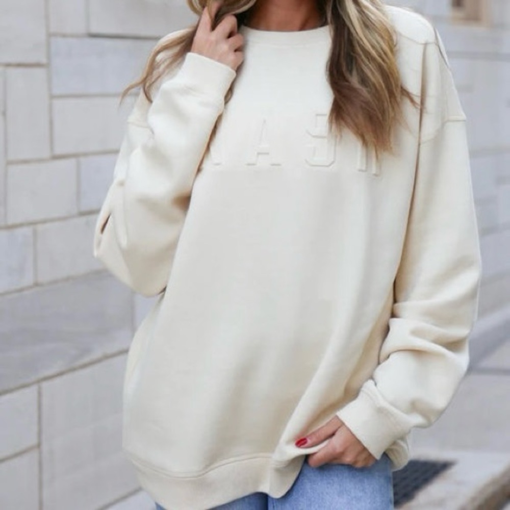 Nash The Nash Collection Iconic Crewneck Sweatshirt Jet Stream Cream SizeM/L NWT - Picture 13 of 13